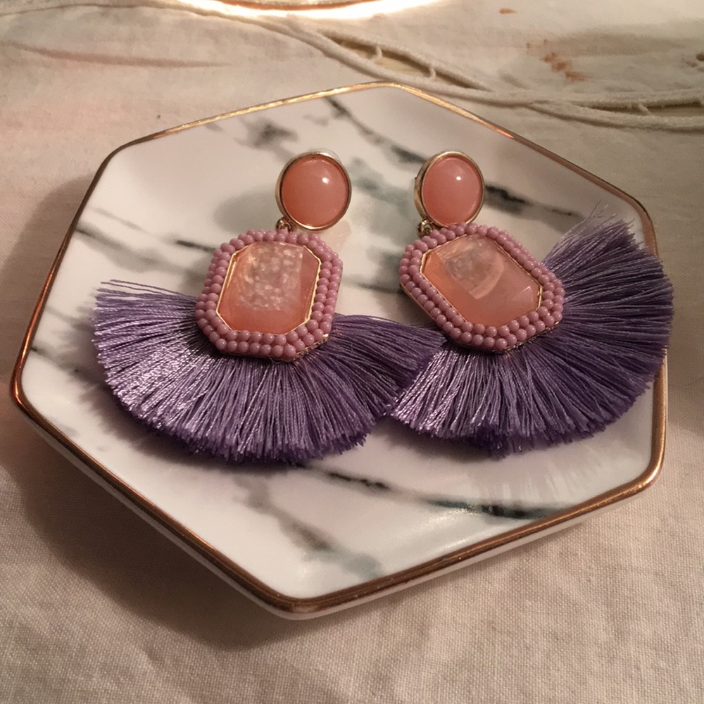 SUGARFIX Pink and purple fringe earrings